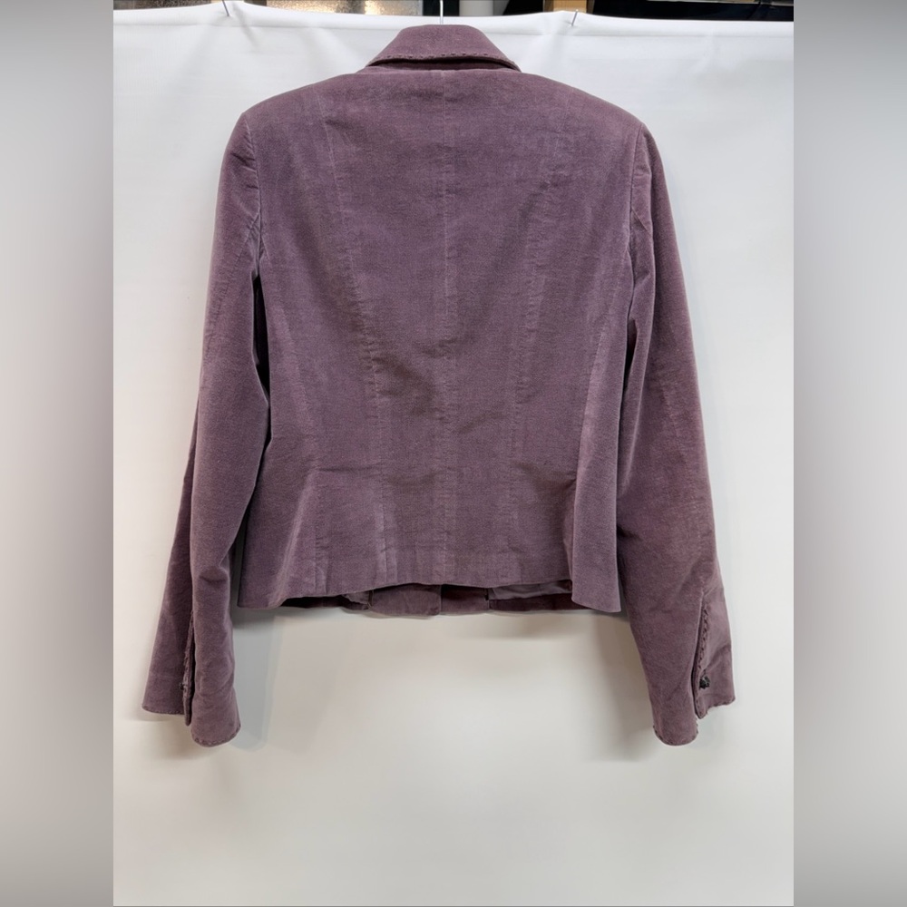 Elie Tahari Velvet Blazer Jacket Sz L Top Stitching Silk Lining Lilac Luxury - Picture 7 of 15